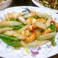 B子chan's cooksnap of when they made 海老とうどの塩炒め.