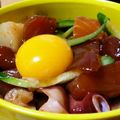まゆぴあのちゃん's cooksnap of when they made 和えるだけ！アボカドと刺身のユッケ風丼♪.