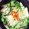 のん♪♪のん's cooksnap of when they made 白菜と豚肉と豆苗のキムチミルフィーユ鍋.