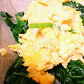 かぼちゃちーず's cooksnap of when they made フワフワ卵とほうれん草の菜種和え☆.