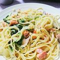白夜要's cooksnap of when they made 鮭と水菜のお手軽パスタ*.