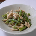 3匹の子ブタたち's cooksnap of when they made 蒸し鶏といんげんの胡麻甘味噌マヨにんにく.