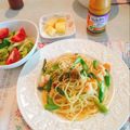 クックKROQJP☆'s cooksnap of when they made エビとアスパラのペペロンチーノ風.