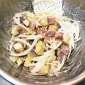 yurikitty's cooksnap of when they made 炒めベーコンとさつまいものバタマヨサラダ.