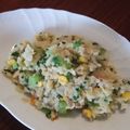 rikihaha's cooksnap of when they made スイートコーンと小松菜でチャーハンだよ！.