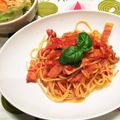はんくろ's cooksnap of when they made バジルとベーコンのトマトソースパスタ.
