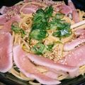 まきを。's cooksnap of when they made ポン酢であっさり♡納豆チーズ温玉パスタ.