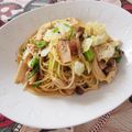 バカリャウ's cooksnap of when they made きのことベーコンのバター醤油パスタ.