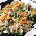 農家嫁スターチス's cooksnap of when they made 千切り大根(切干大根)と豚こまのニラ炒め.