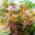 ドラミＳＰ's cooksnap of when they made 韓国風♪アジのお刺身で簡単ごちそうサラダ.