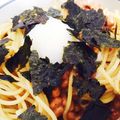 こんBuuuuu's cooksnap of when they made ポン酢であっさり♡納豆チーズ温玉パスタ.