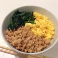 Namayawa's cooksnap of when they made スタミナ3色そぼろ丼.