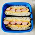 にゃん。にゃん。's cooksnap of when they made 【塩分控えめ】魚肉ソーセージおにぎらず.