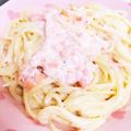 あきぃちゃ's cooksnap of when they made ＊残った鮭で＊サーモンクリームパスタ.