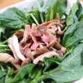 ぺっぺぺ72's cooksnap of when they made しめじとベーコンのほうれん草サラダ.