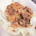 ayacan♡'s cooksnap of when they made 新玉ねぎを豆乳キムチ納豆だれで。.