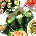 優衣の食卓's cooksnap of when they made 海鮮 手巻き寿司.