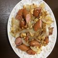 クックC5U4TL☆'s cooksnap of when they made 朝食 ランチ 玉ねぎ 卵 ウインナー炒め.