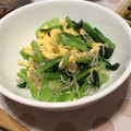 みこ555's cooksnap of when they made 小松菜と卵とじゃこのお浸し.
