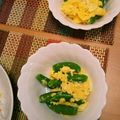 すずらんﾁｬﾝ's cooksnap of when they made ふんわり色鮮やかスナップエンドウの卵とじ.