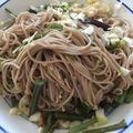 tomhalumam's cooksnap of when they made めかぶとオクラのネバネバ冷やしタヌキそば.