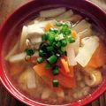 oarasam's cooksnap of when they made 野菜たっぷりであったまる～☆そば米汁.