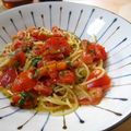 こげちゃろ's cooksnap of when they made トマトとしそのピリ辛パスタ♪.