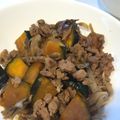はに333's cooksnap of when they made カボチャと挽肉の煮物.