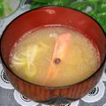 mielle's cooksnap of when they made 海老の頭の味噌汁とお刺身.