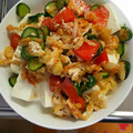 ☆へーちゃん☆'s cooksnap of when they made トマトときゅうりのキムチ冷奴♪.