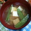 ととろ＆めい's cooksnap of when they made エンドウと厚揚げのおみそ汁♡♥♡.