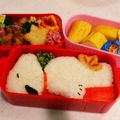 lina☆sally's cooksnap of when they made キャラ弁☆屋根の上のスヌーピー.