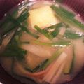 花花里's cooksnap of when they made 朝食に♪ ニラ 椎茸 油揚げの お味噌汁.