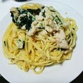 星月蓮's cooksnap of when they made サラダチキンとほうれん草のクリームパスタ.
