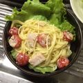 しのちゃんママ♡'s cooksnap of when they made 混ぜるだけ♪トマトとゴマの冷製パスタ.