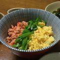 おはなすき's cooksnap of when they made 鮭・卵・青菜の3色丼.