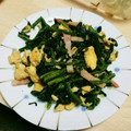 saori1106's cooksnap of when they made ほうれん草とベーコンの卵炒め.