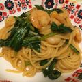 なみ’ｓカフェ's cooksnap of when they made ほうれん草と海老のナポリタン.