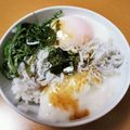 みき☆ハチ's cooksnap of when they made 温玉とろろに、しらすと胡桃のっけ発芽米丼.