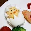 つきひつじ's cooksnap of when they made 簡単キャラ弁＊ゆで玉子でひよこちゃん.