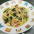 もぐ・ω・くま's cooksnap of when they made ほうれんそうときのこのクリームパスタ✿.