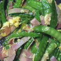 ちゃぽぷう's cooksnap of when they made きぬさやとベーコンの卵とじ✨.