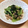 宮ちゃんママ's cooksnap of when they made 小松菜と鶏挽き肉の炒め物♪.