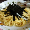 LoveVegas's cooksnap of when they made 包丁いらずのめんたい和風釜玉パスタ.