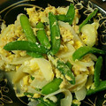 たけ＆とし's cooksnap of when they made 新玉とスナップえんどうのふわとろ卵とじ.