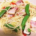 aap24068's cooksnap of when they made スナップえんどうとベーコンの和風パスタ.