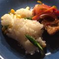 nudist's cooksnap of when they made 旬のアスパラガスとコーンの炊き込みご飯.