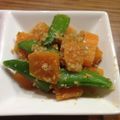 ちえｍａｍａ's cooksnap of when they made スナップえんどう(絹さやも)人参ごま和え.