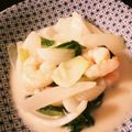 かにゃたろう's cooksnap of when they made エビとチンゲン菜、玉ねぎのクリーム煮.
