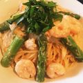 ♡YOCHIN♡'s cooksnap of when they made エビとアスパラのたらこクリームパスタ♡.